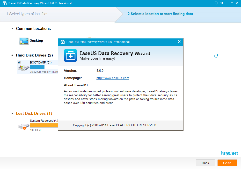 Easeus data recovery wizard 8.6 and register with this serial key code